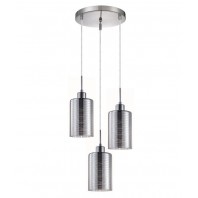 CLA-Espejo1 Interior Iron & Chrome Glass with Line Effect Oblong Pendant Lights